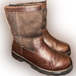 UGG Australia Beacon Sheepskin Fleece Lined Brown Leather Suede Work Boots 10